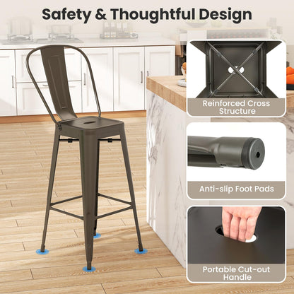 30'' Bar Height Stools with Rubber Feet for Kitchen
