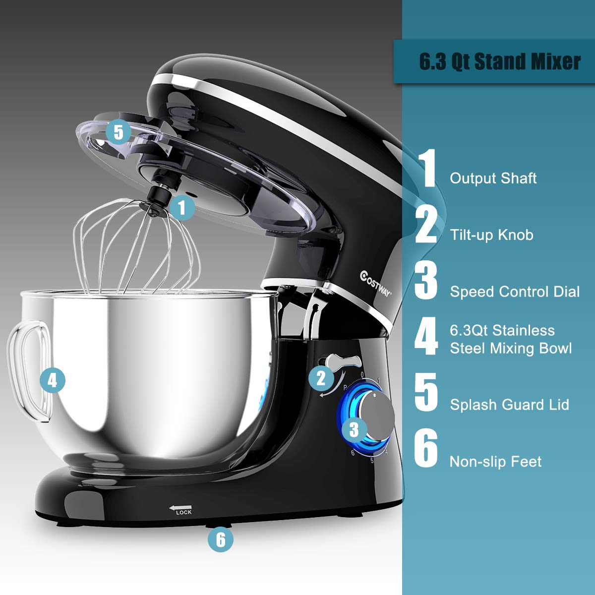660W Electric Kitchen Food Mixer with 6 Speed Control