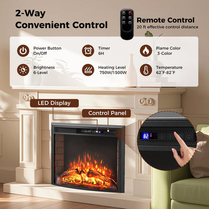 26 inch Electric Fireplace Insert with Curved Screen