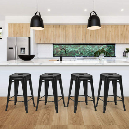 Metal Bar stools Set of 4 with Rubber Feet for Kitchen