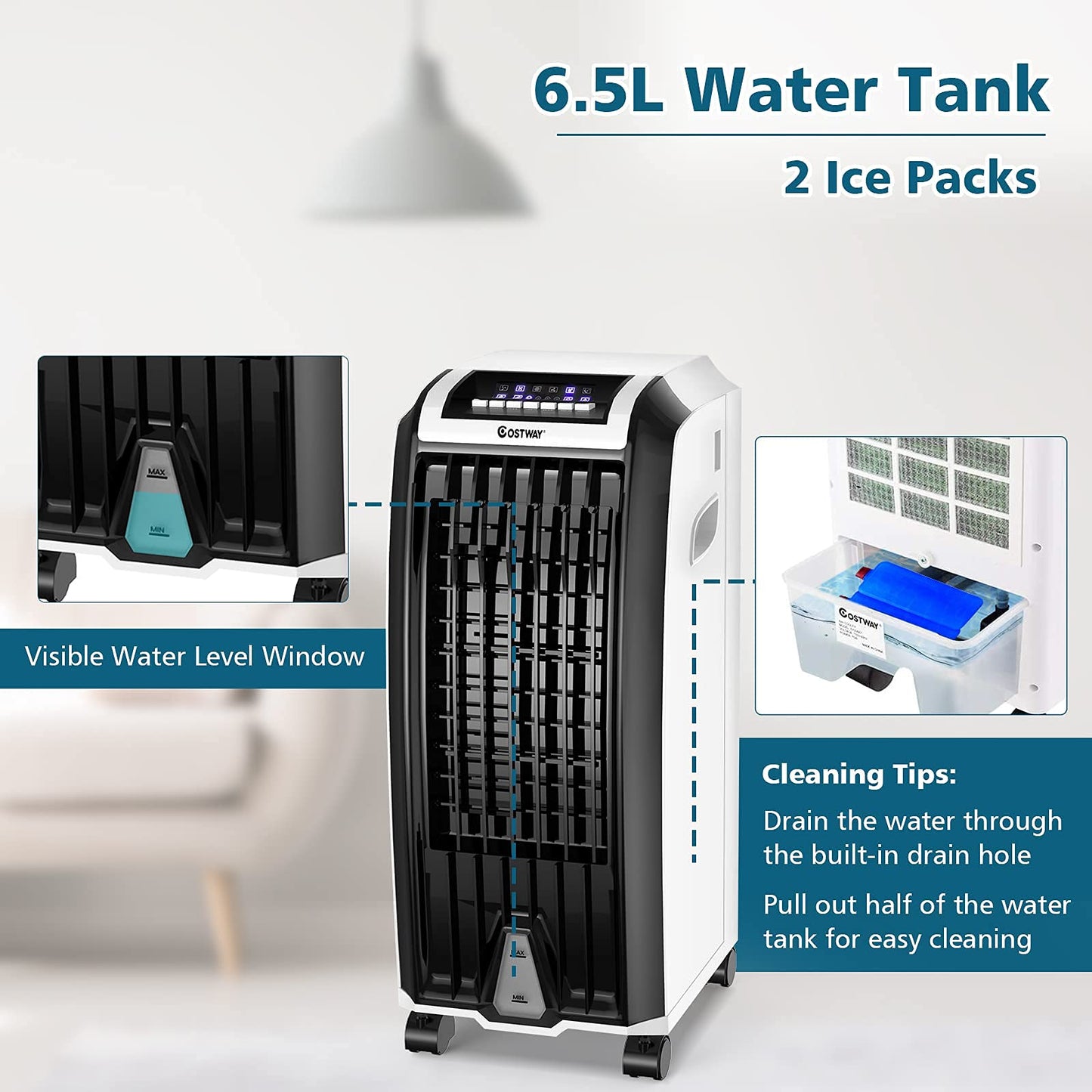 ARLIME Evaporative Air Cooler Portable Tower Fan with Remote Control and Humidifier