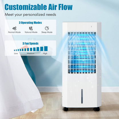 Evaporative Air Cooler, Portable Swamp Cooler with Remote Control, 2 Ice Packs, 15H Timer, 1.3 Gal Water Tank