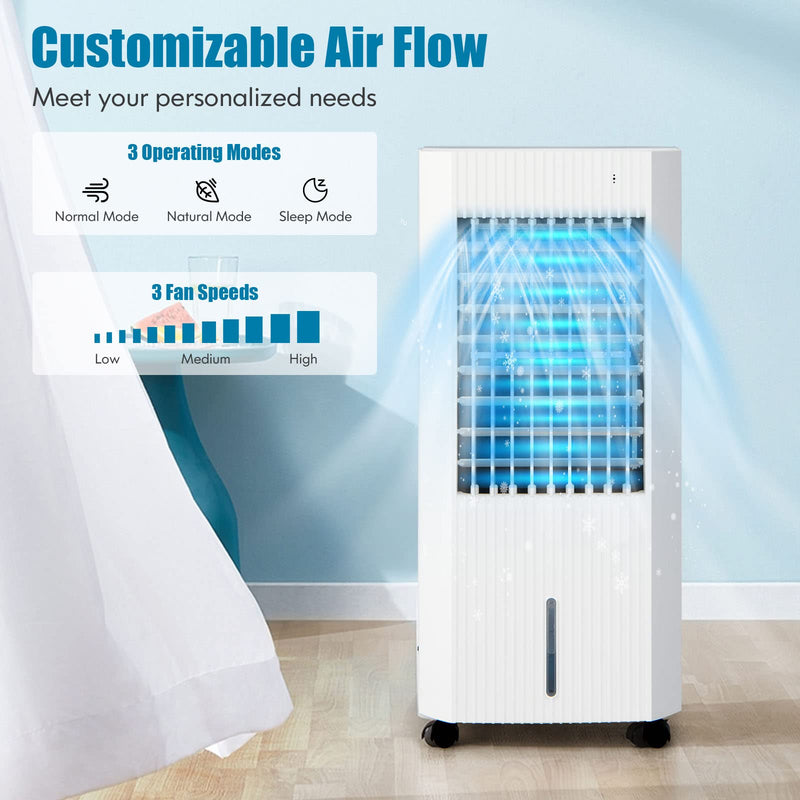 Evaporative Air Cooler, Portable Swamp Cooler with Remote Control, 2 Ice Packs, 15H Timer, 1.3 Gal Water Tank