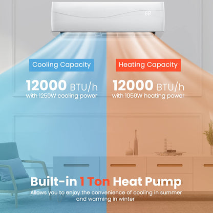 ARLIME 12000 BTU Ductless Air Conditioner & Heater, 17 SEER 230V Energy Saving Mini Split ac
