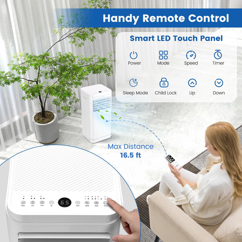 ARLIME Portable Air Conditioner,8000 BTU AC Unit, 3 in 1 Compact Dehumidifier & AC Fan, Quiet Sleep Mode, 24H Timer