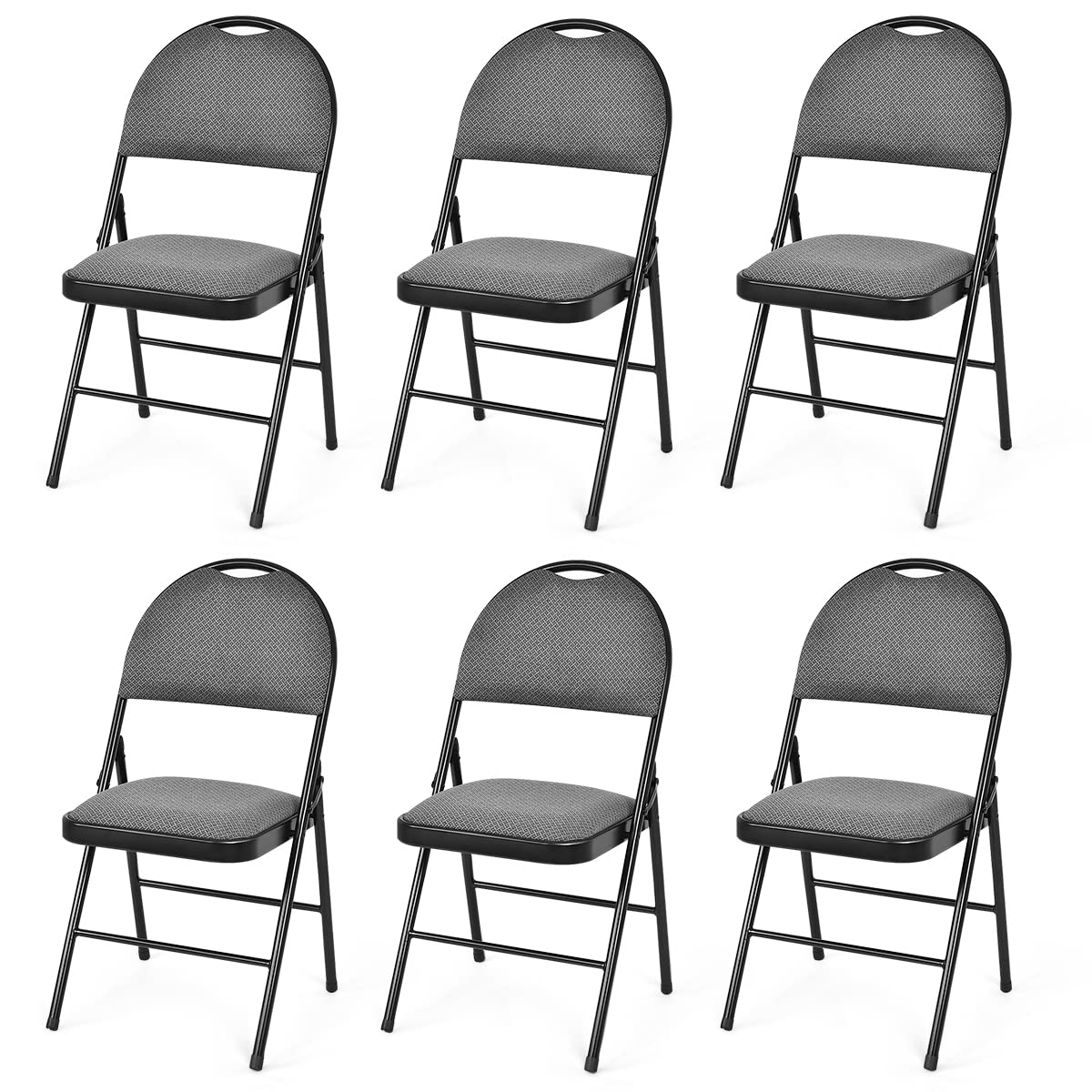 ARLIME Folding Chairs w/Padded Seats, Padded Folding Chair w/Handle Hole, Upholstered Seat