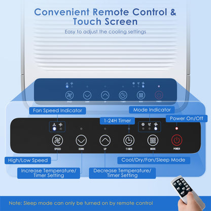 ARLIME 3-IN-1 Portable Air Conditioner, 10000 BTU AC Unit w/Fan & Dehumidifier, 2 Fan Speed, 24H Timer