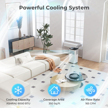 8000 BTU Portable Air Conditioner 3 in 1 Floor AC Unit Fan and Dehumidifier for Room