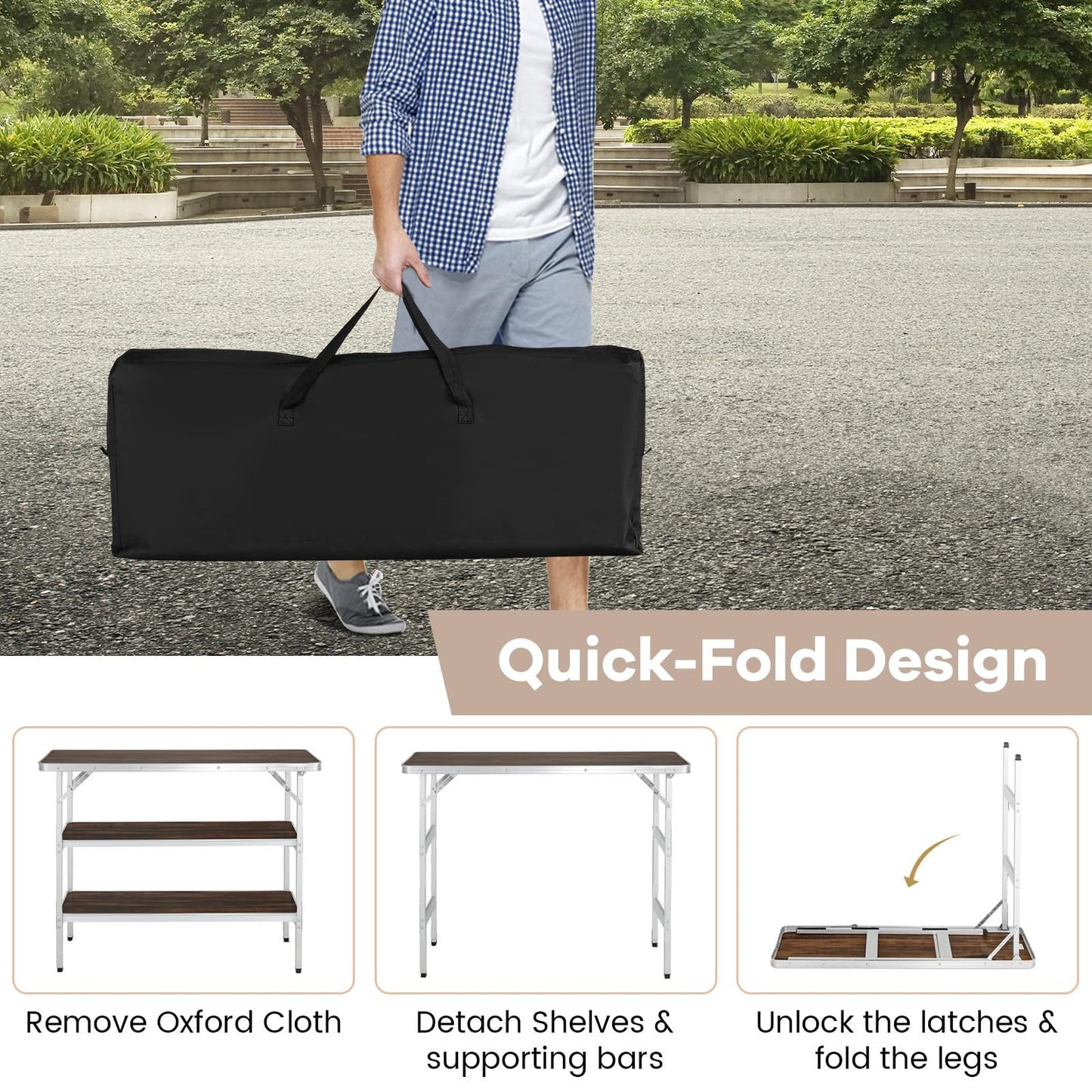 Portable Bar Table for Events Foldable Pop-Up Bar with Carrying Bag