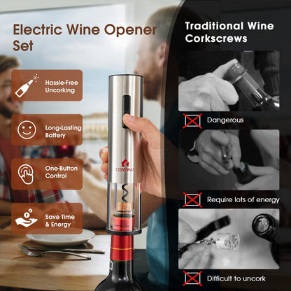 ARLIME Electric Wine Bottle Opener Set 6-in-1 Rechargeable Cordless Corkscrew Opener Set