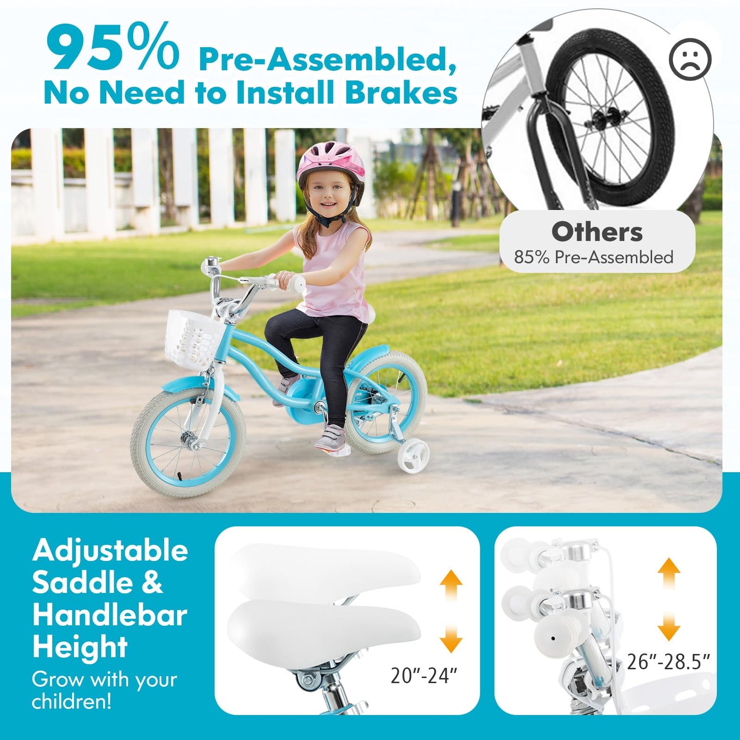 12 14 16 18 Inch Kids Bicycle for Girls Boys Aged 3-8 Years Old
