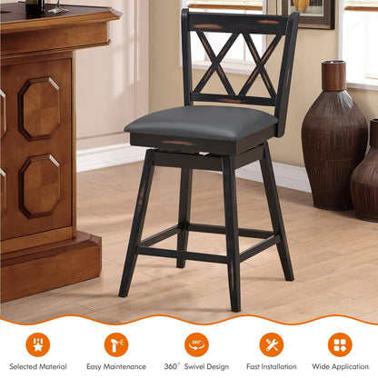 360 ° Swivel Counter Height 25 inch Bar Stool with Foot Rest Upholstered Cushion & Ergonomic Backrest