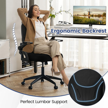 Comfy Swivel Rolling Desk Chair with Adjustable Height & Flip-Up Armrests