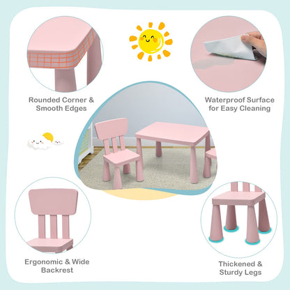 3 Piece Kids Table and Chairs Set for Ages 1-7