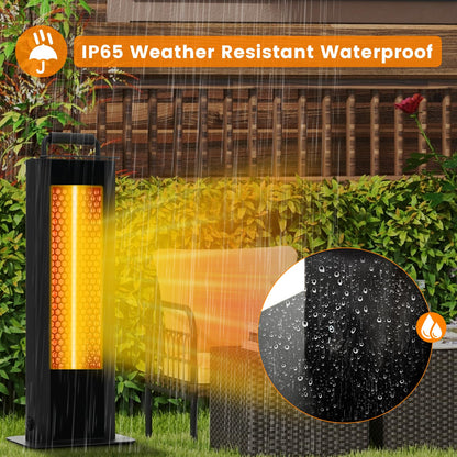 Outdoor Patio Heater, 1200W Freestanding Double-Sided Electric Infrared Heater w/Tip-Over Protection