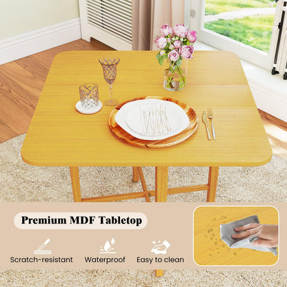 36" Compact Folding Kitchen Table for 2-4 People with Solid Rubber Wood Legs