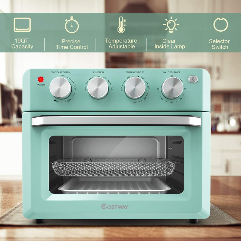 Toaster Oven Countertop, 7-in-1 Convection Oven with Air Fry, Bake, Broil, Toast, Dehydrate, Pizza, Warm Function