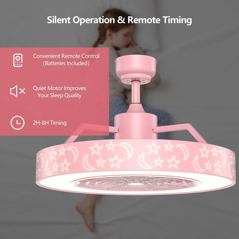 ARLIME Ceiling Fan with Lights, 23" LED Dimmable Starry Fan Lamp with Invisible Blades