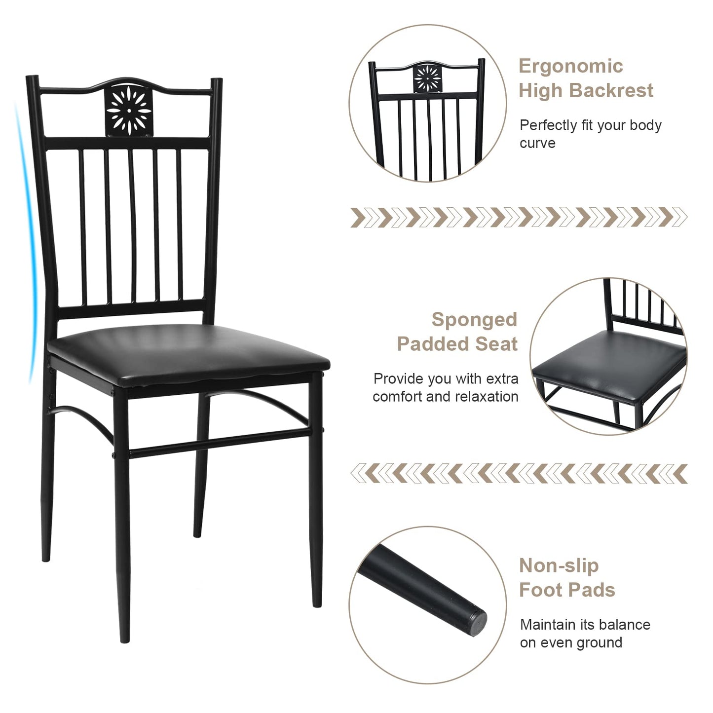 5 Pieces Dining Table Set Modern Kitchen Table Set for 4 Person