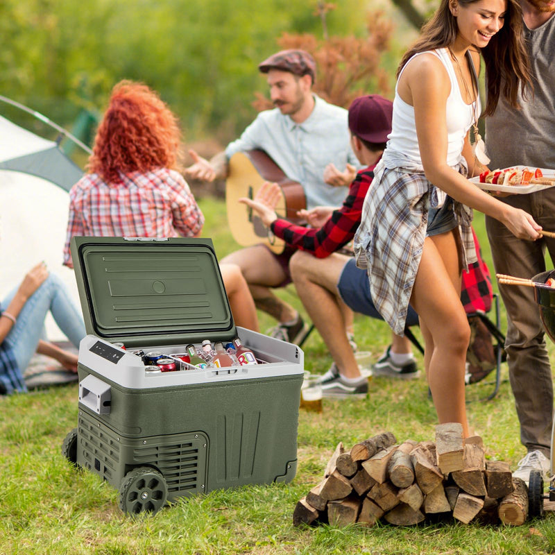 Car Refrigerator with Wheels 12/24V Car Fridge -4℉~68℉ Adjustable Range