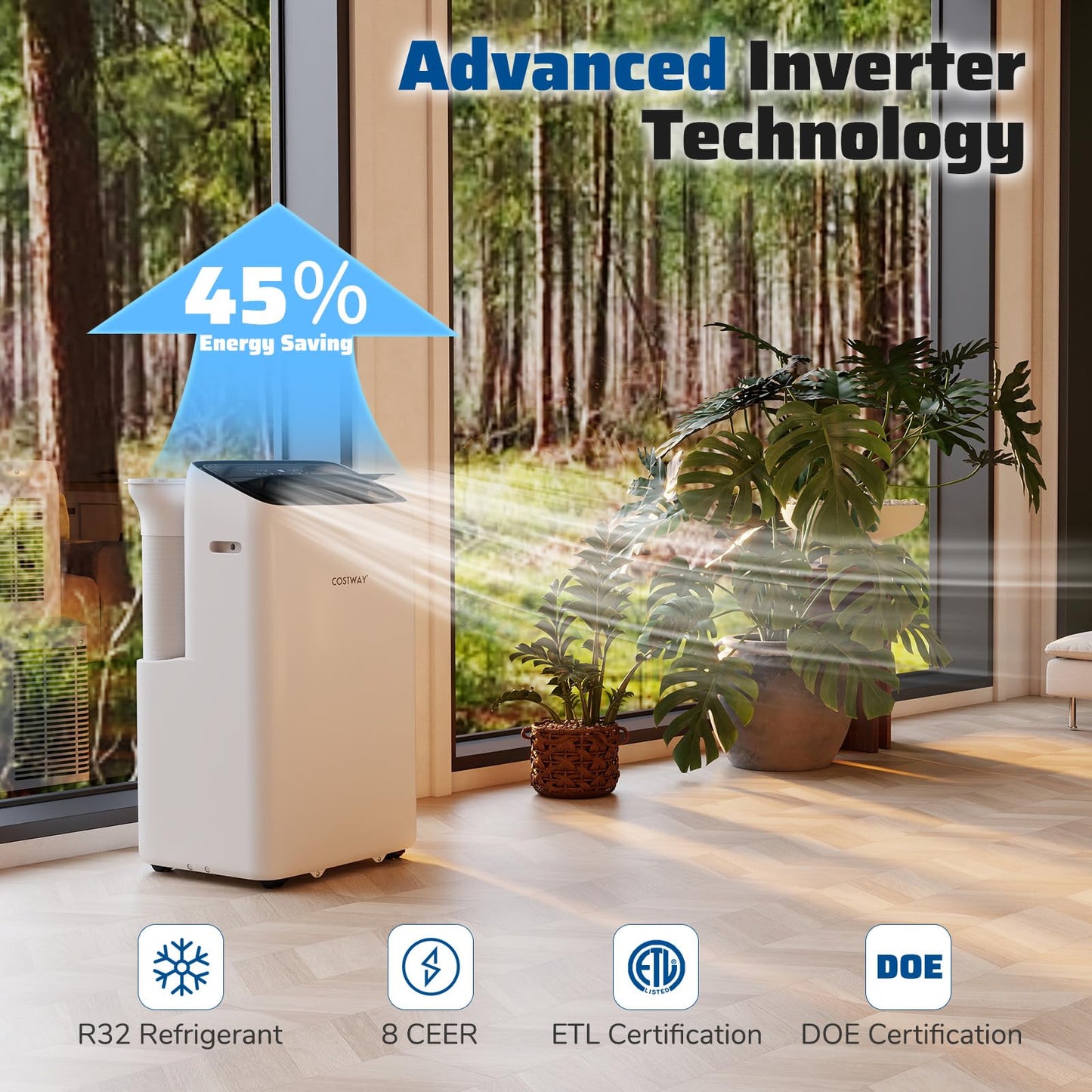 14000 BTU Inverter Portable Air Conditioner 3 in 1 Wifi Enabled AC Unit