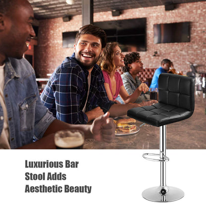 Modern Swivel Adjustable Height PU Leather Barstools with Back
