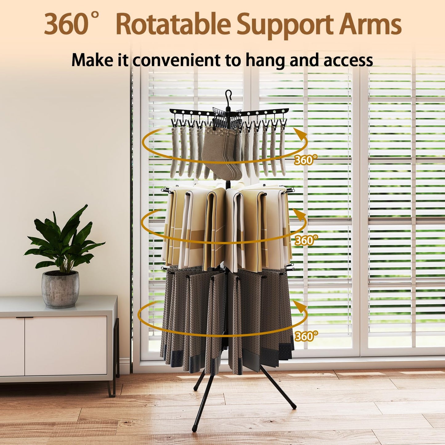 Foldable Garment with 32 Hanging Rods & 24 Clips