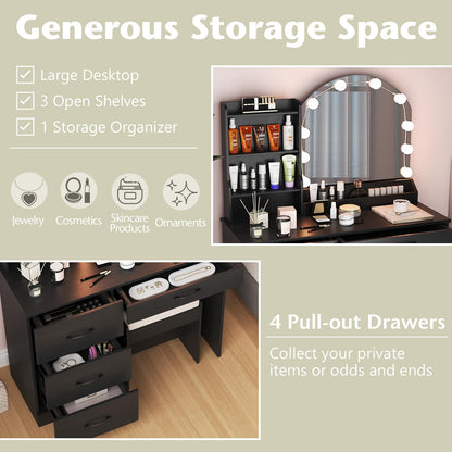 Dressing Table with Charging Station Bedroom Makeup Vanity Set for Girl