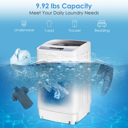 Washing Machine Portable Compact 9.92lbs Capacity Full-Automatic W/Drain Pump