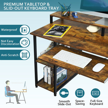 Computer Desk 47’’ Home Office Table with Hutch