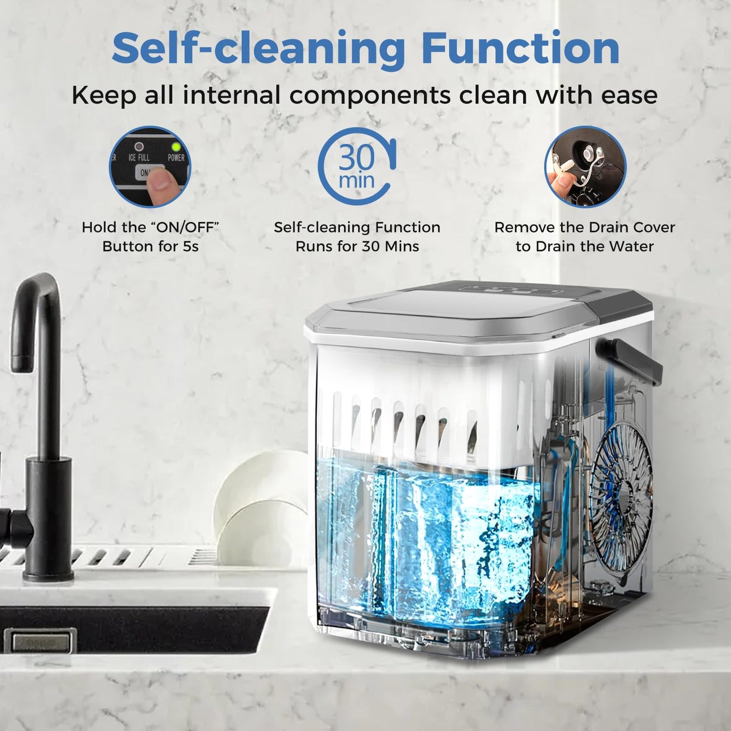 Countertop Ice Maker with Self-Cleaning 9 Ice Cubes Ready in 6-13 Mins