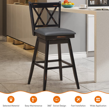 360 ° Swivel Bar Height 29.5 inch Bar Stool with Foot Rest Upholstered Cushion & Ergonomic Backrest