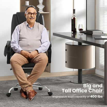 Big and Tall Office Chair 6-Point Massage Desk Chair with Retractable Footrest