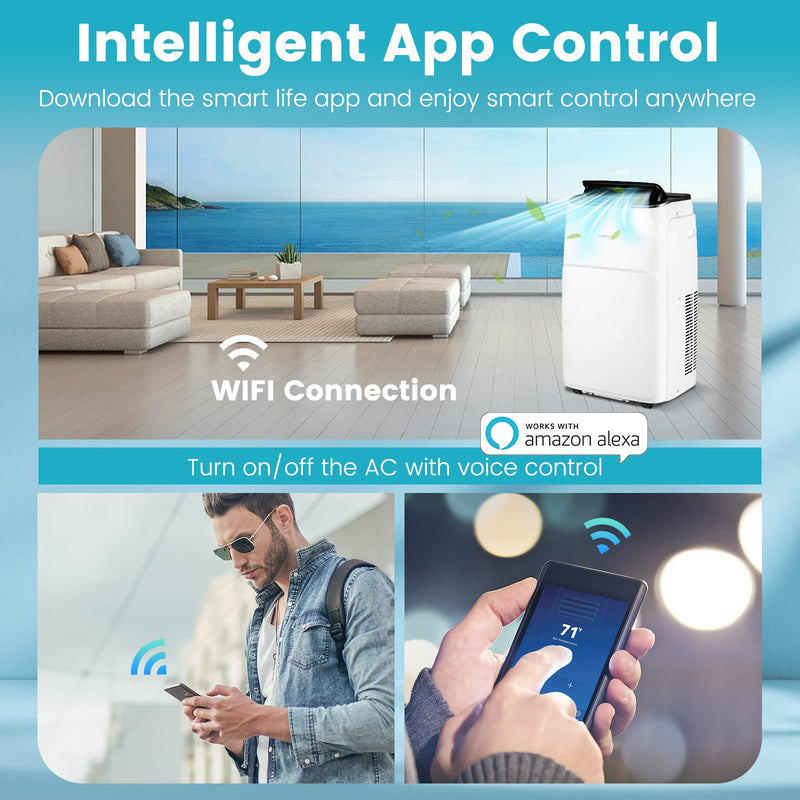 13,000 BTU Portable Air Conditioner, Smart WiFi Enabled AC with App & Voice Control