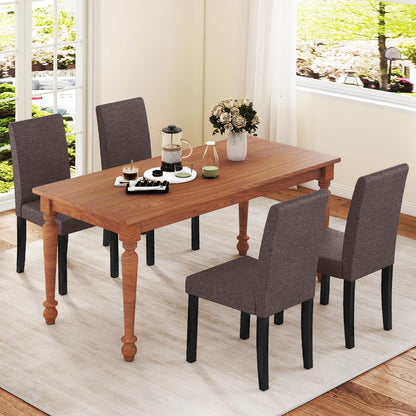 Fabric Upholstered Armless Kitchen Side Chair w/Rubber Wood Legs