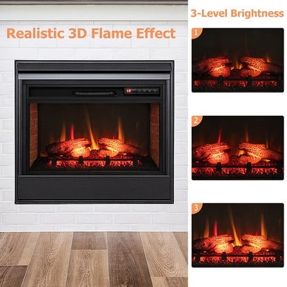 Electric Fireplace Insert 26-inch Wide 1400W Recessed and Freestanding Fireplace Heater with Remote Control