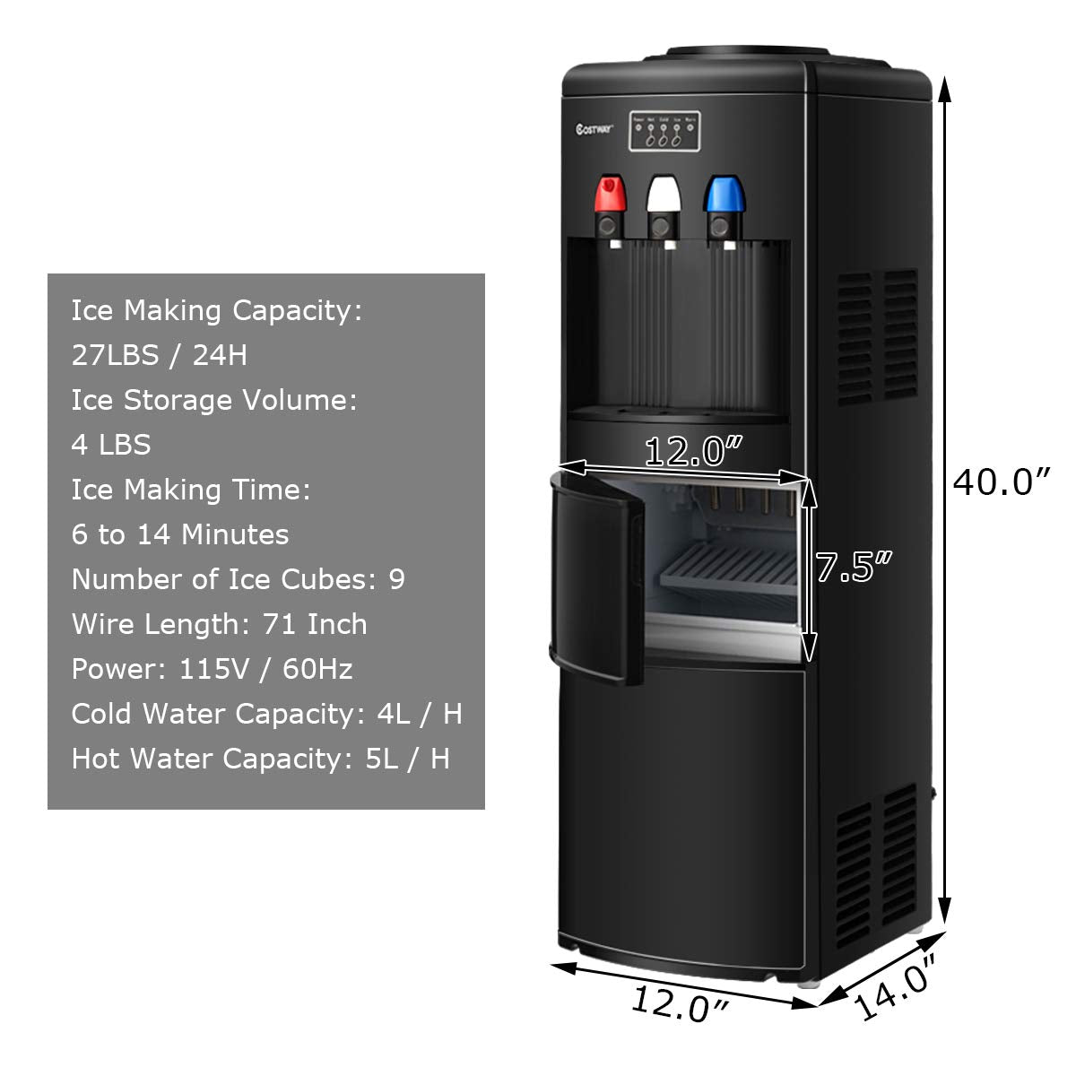 2 in 1 Water Cooler Dispenser with Built in Ice Maker