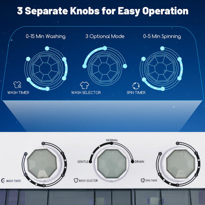 ARLIME Portable Washing Machine, 26 lbs Washer and Spinner Combo with Drain Pump