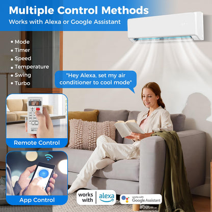 ARLIME 12000 BTU Wifi Enabled Mini Split Air Conditioner & Heater, 12000 BTU, 208-230V, 22 SEER2