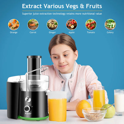 Juicer Machine, Centrifugal Juicer with 3-Inch Wide Mouth, BPA-Free Stainless Steel Juice Maker with 2-Speed Control