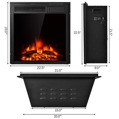 22.5 Inch Electric Fireplace Insert, Freestanding & Recessed Electric Fireplace Heater with Remote Control
