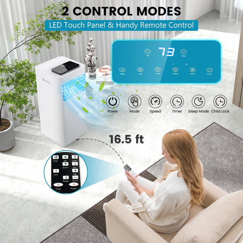 Portable Air Conditioner for Room up to 350 Sq. Ft, 10000 BTU 3-in-1 AC Unit for Bedroom