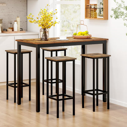 Industrial Bar Stools Set of 4 28" Backless Square Breakfast Bar Chairs