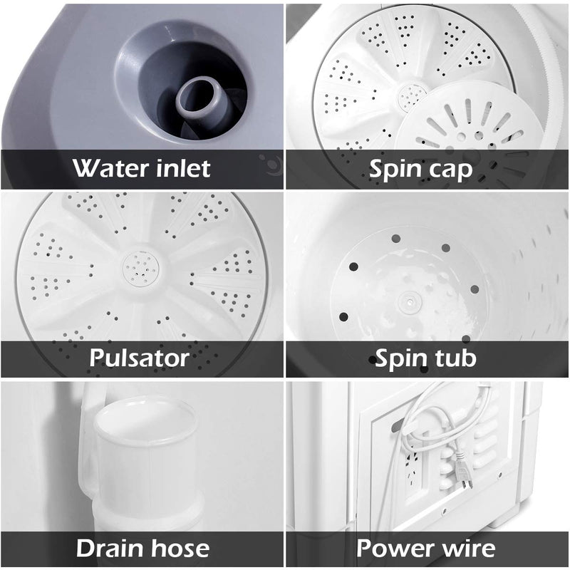 Portable Washing Machine, Twin Tub 20Lbs Capacity, Washer(12Lbs) and Spinner(8Lbs)