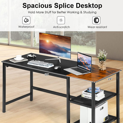 59” Computer Desk with 2 Removable Storage Shelves for Home Office