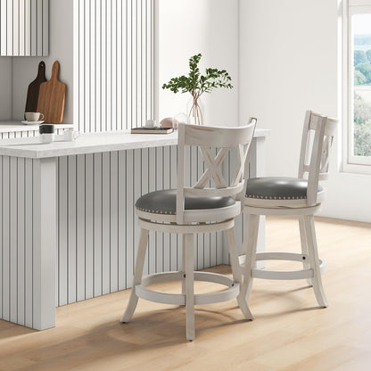 Bar Stool Set of 2/4 for Kitchen Island 25.5” Swivel Armless Counter Height Stools