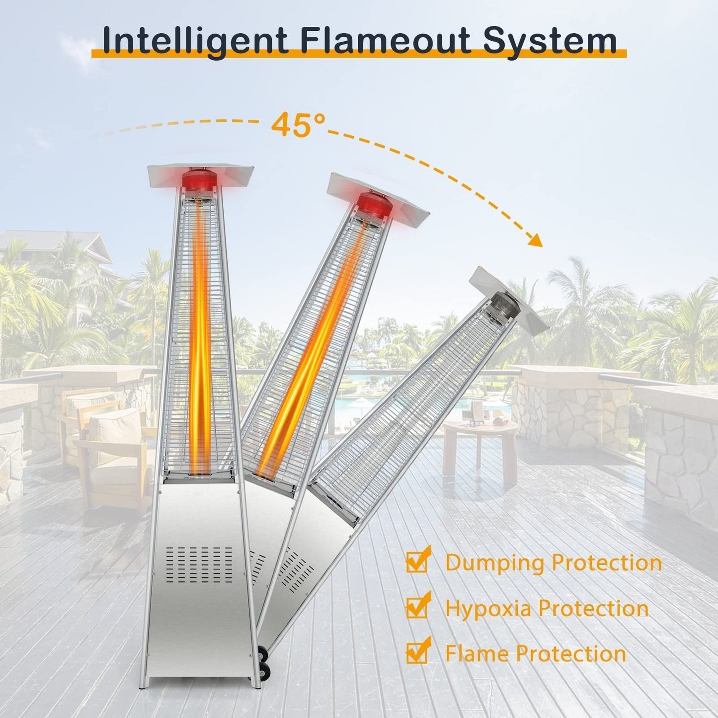 ARLIME Patio Propane Heater for Outdoor Use 42,000 BTU Pyramid Patio Heater