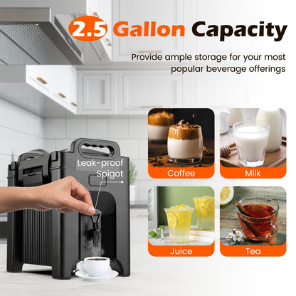 ARLIME 2.5 Gallon Insulated Beverage Dispenser with Handles, Food-Grade Hot and Cold Beverage Server