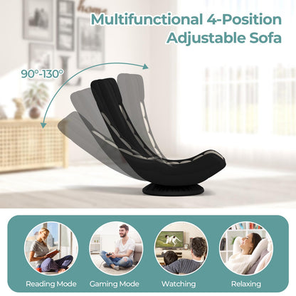 360° Swivel Floor Gaming Chair with 4 Position Adjustable Backrest & Neck Pillow