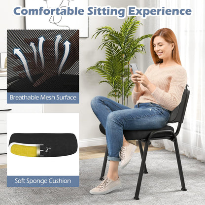 Meeting Room Chair Set of 10/15 Stackable Conference Chairs With Ergonomic Backrest & Waterfall Seat